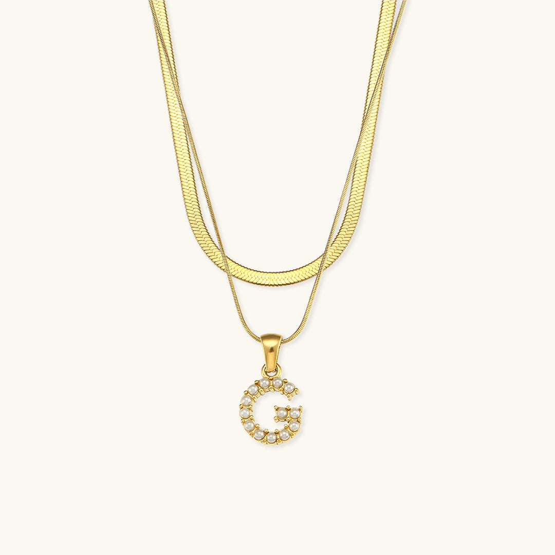 Personalized Pearl & Gold Initial Necklace
