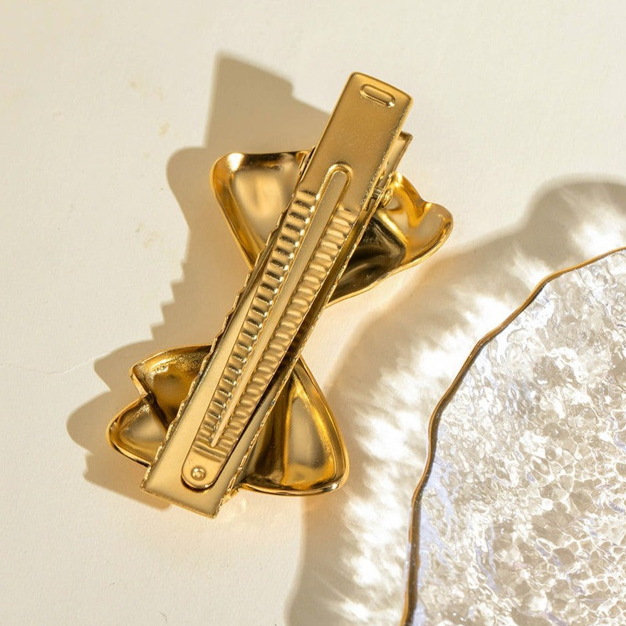 Maureen Gold Hair Clip - Chic Bow Design