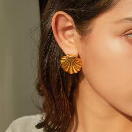 Coastal Gold Seashell Dangles
