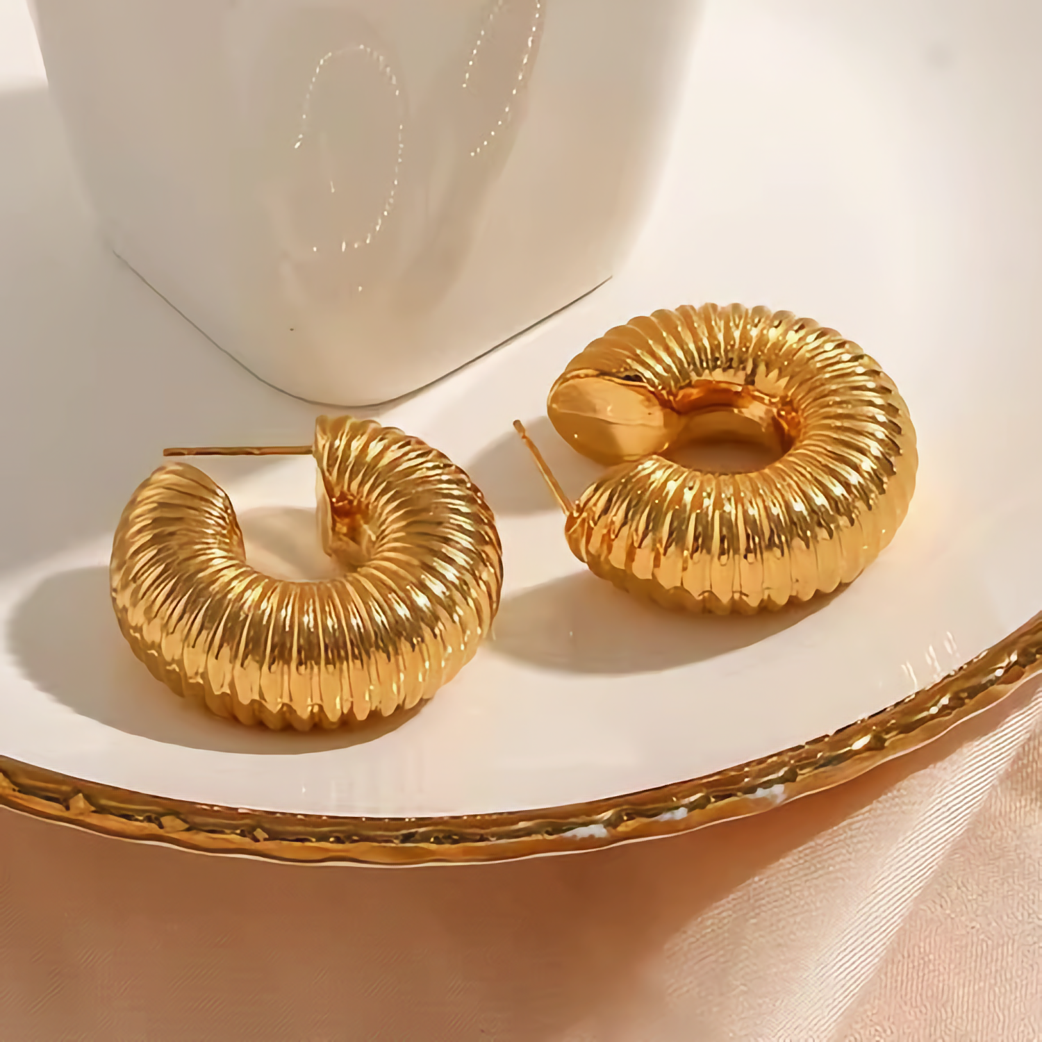 Luxe Textured Gold Hoops