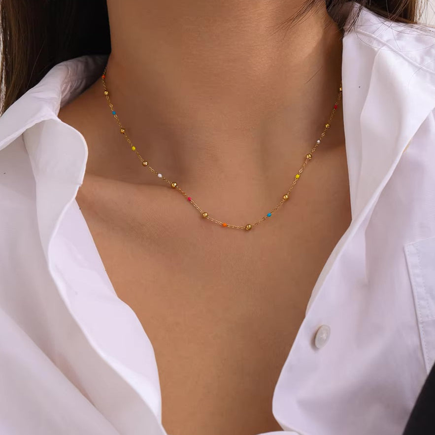 Amphitrite Beaded Gold Chain Necklace
