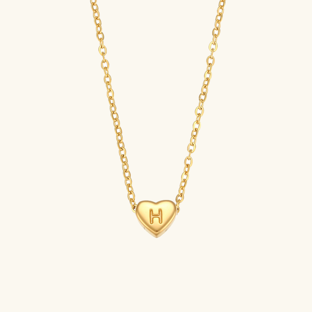 Personalized Gold Heart Initial Necklace