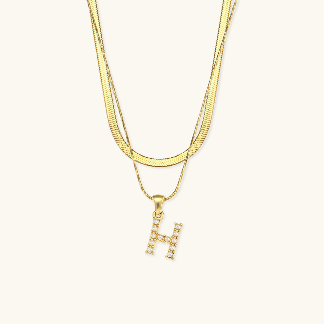 Personalized Pearl & Gold Initial Necklace
