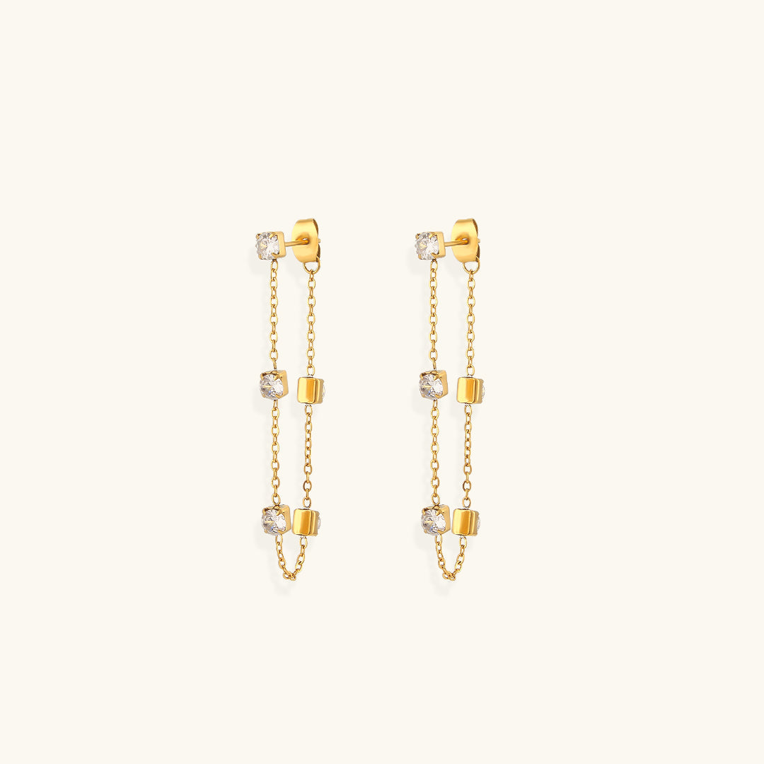 Iris Gold Diamond Drop Earrings