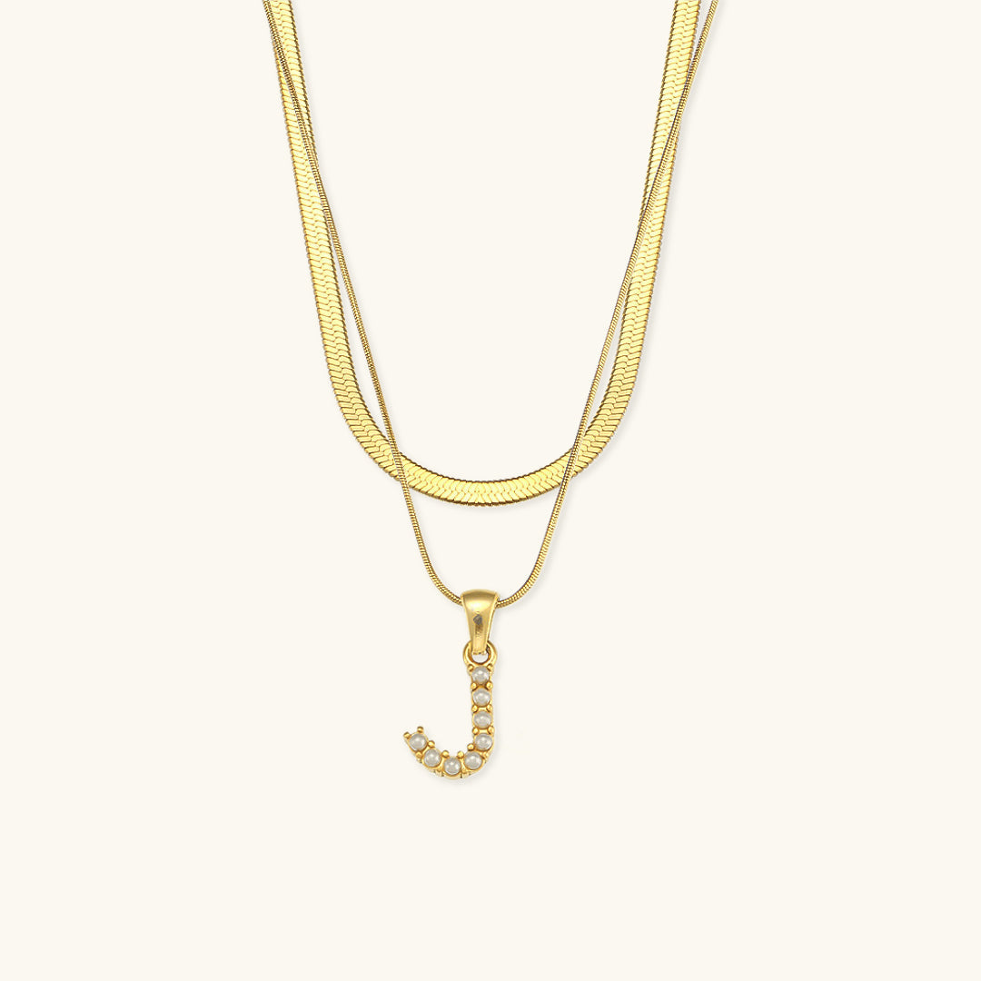 Personalized Pearl & Gold Initial Necklace