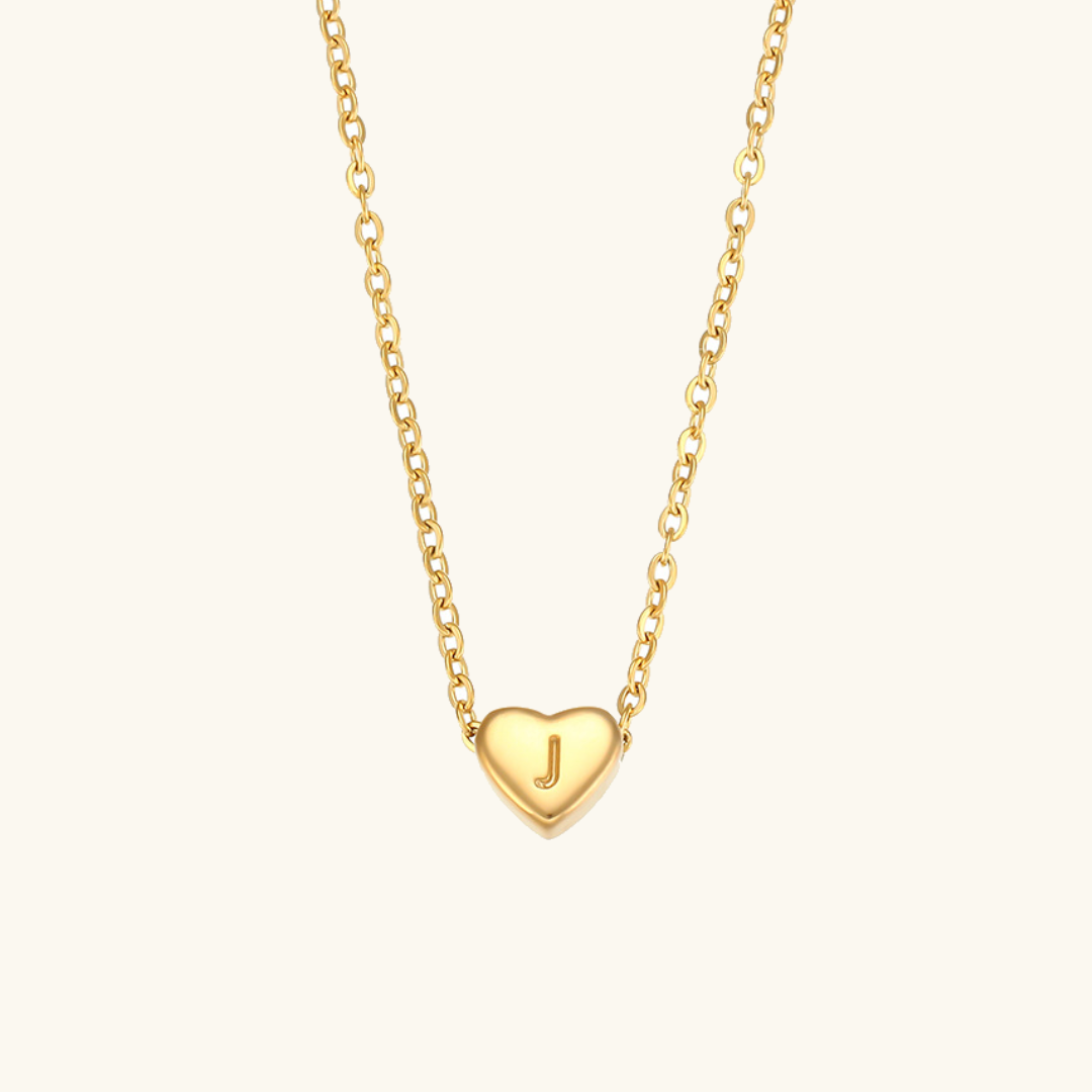 Personalized Gold Heart Initial Necklace