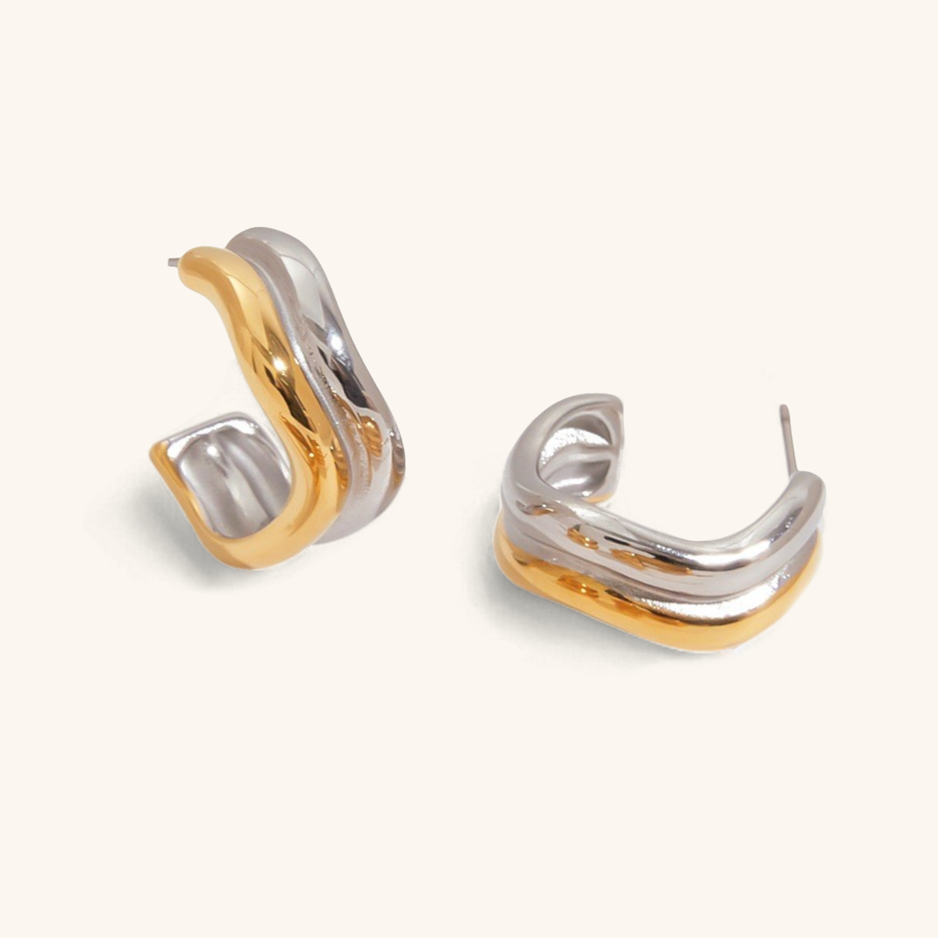 Sculptural Double Curve Hoops