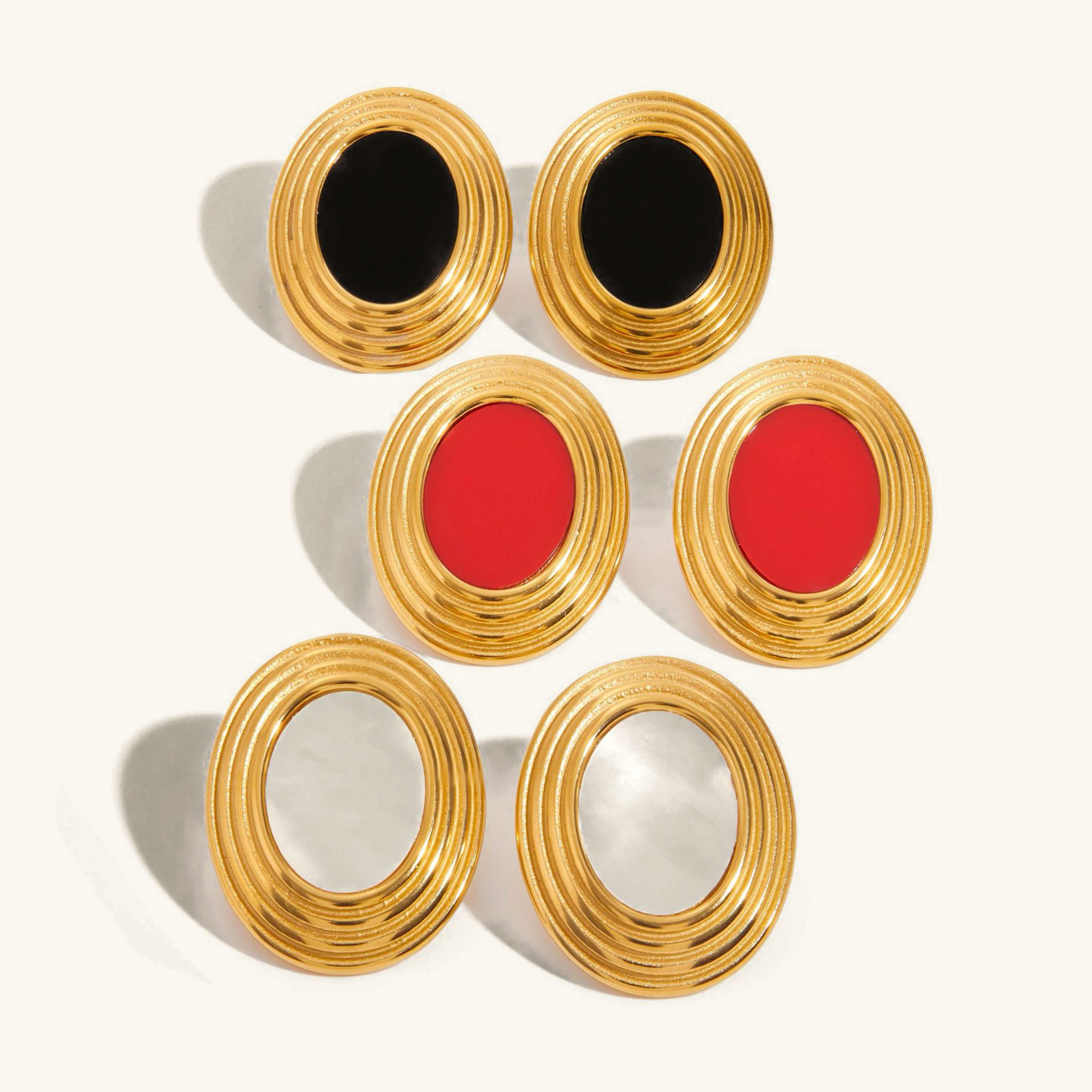 Retro Oval Enamel Earrings