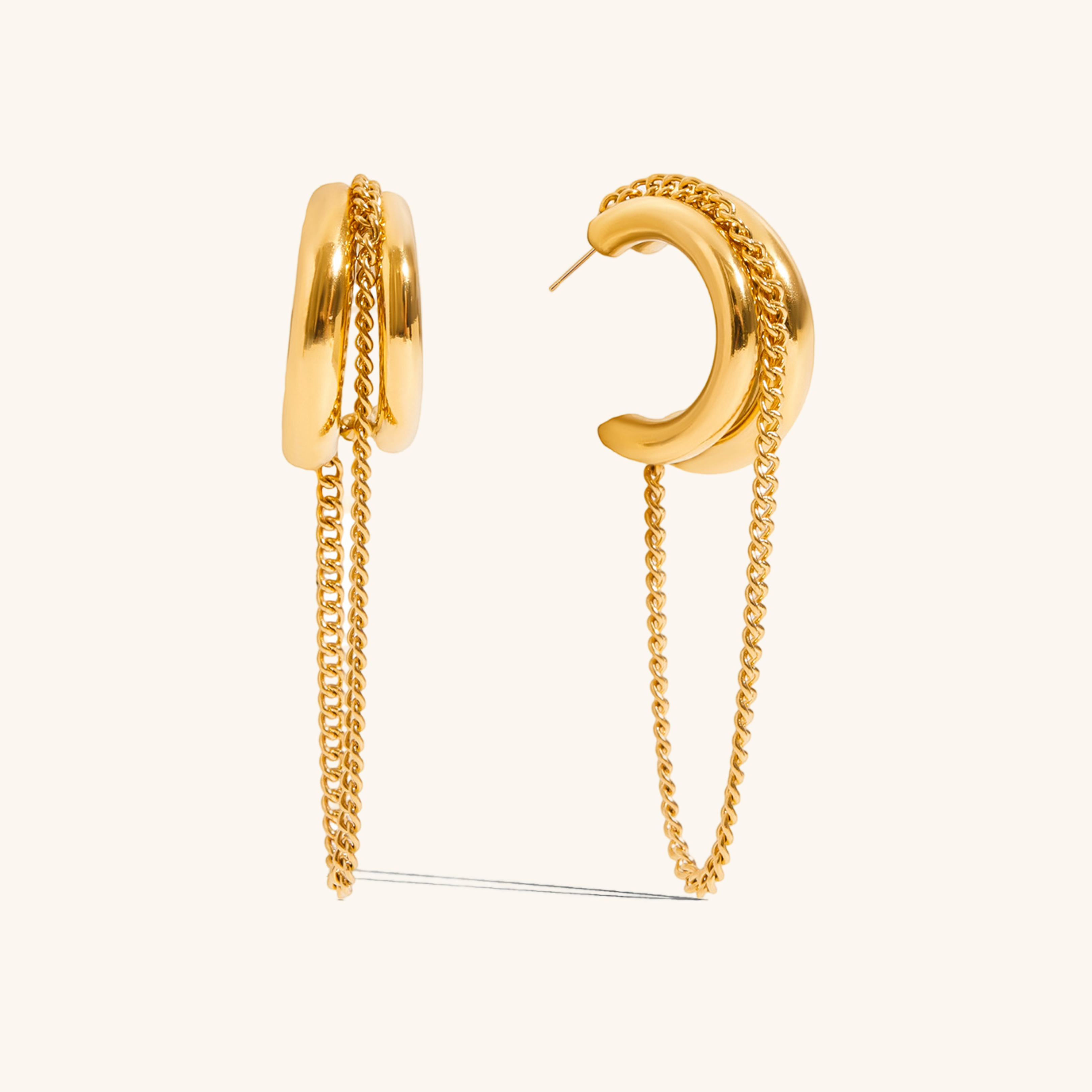 Sculptural Chain Hoop Earrings