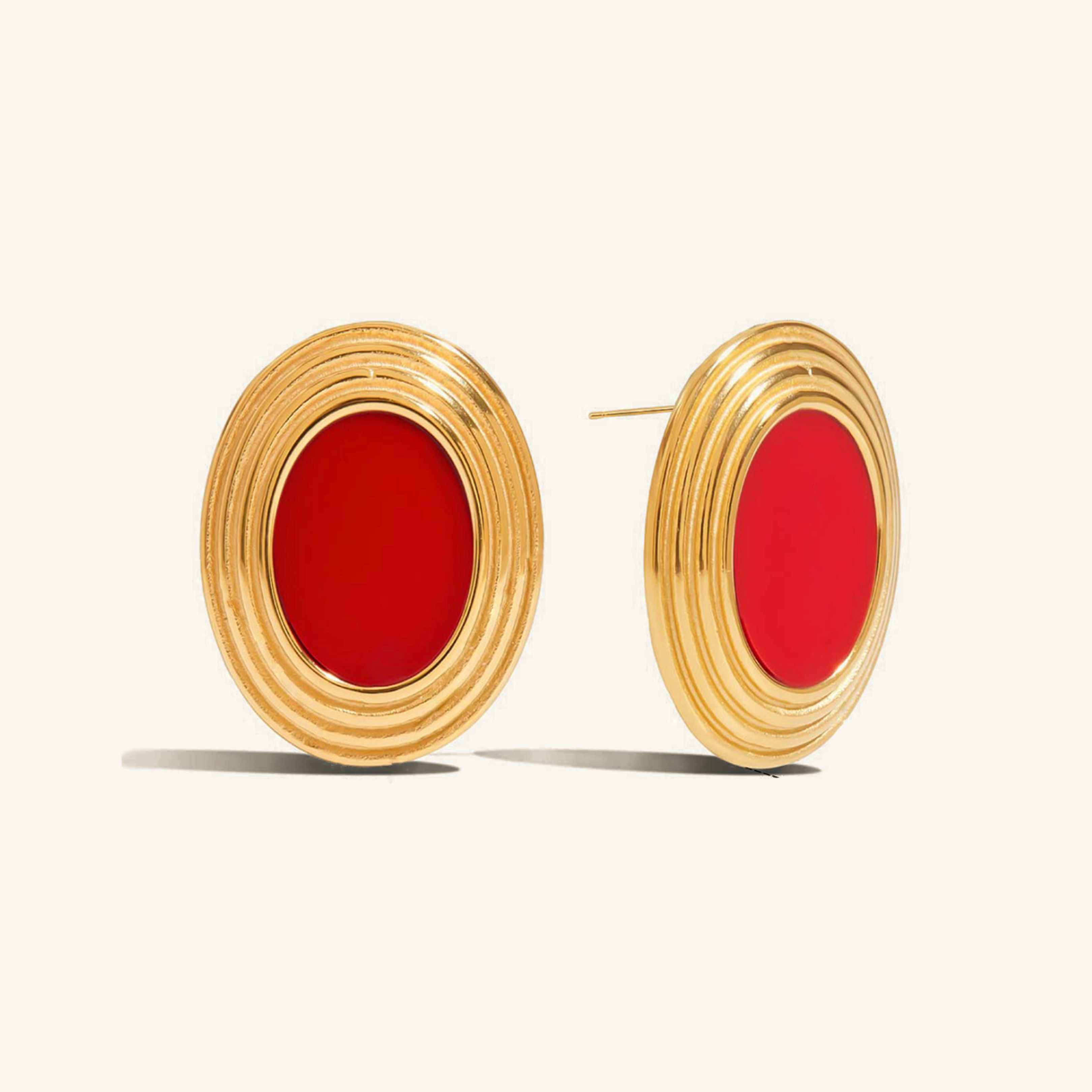 Retro Oval Enamel Earrings