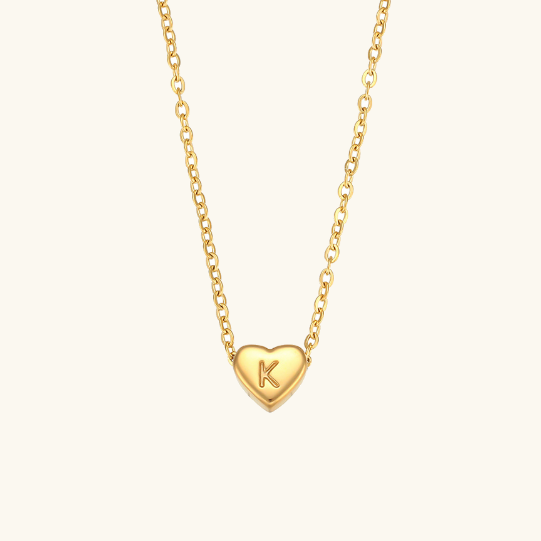 Personalized Gold Heart Initial Necklace