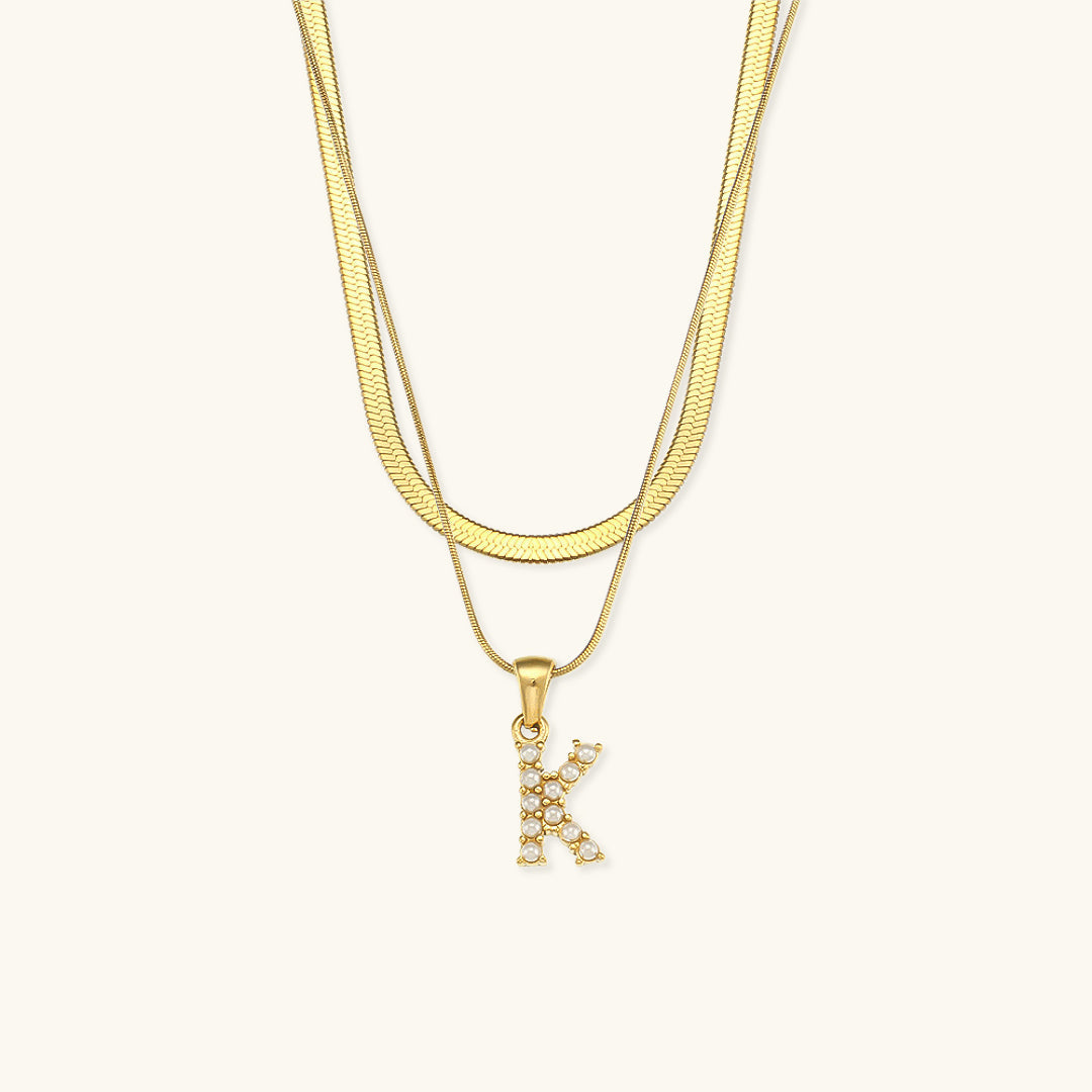 Personalized Pearl & Gold Initial Necklace