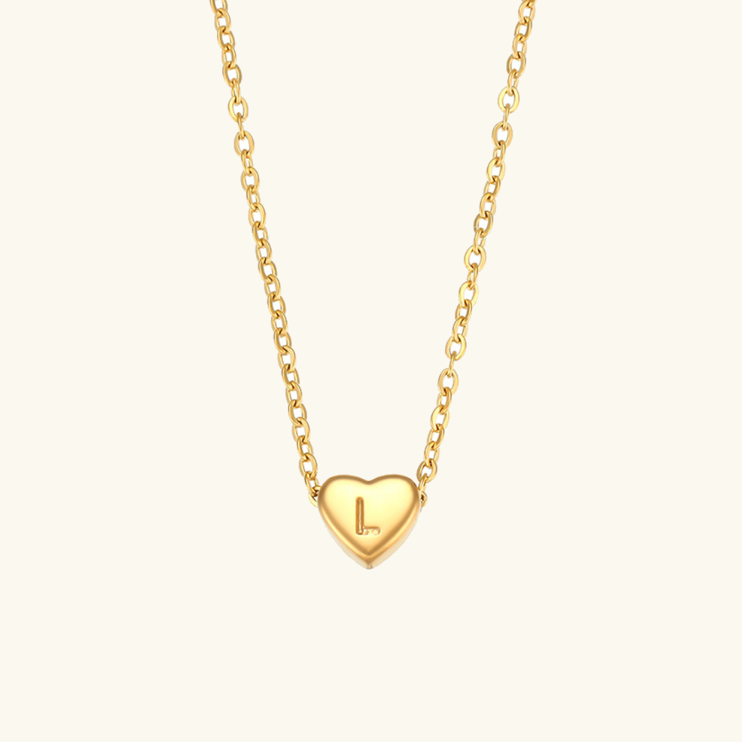 Personalized Gold Heart Initial Necklace