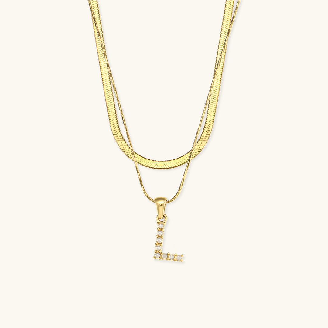 Personalized Pearl & Gold Initial Necklace