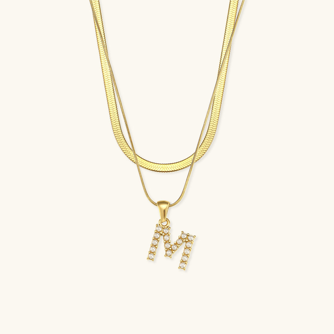 Personalized Pearl & Gold Initial Necklace