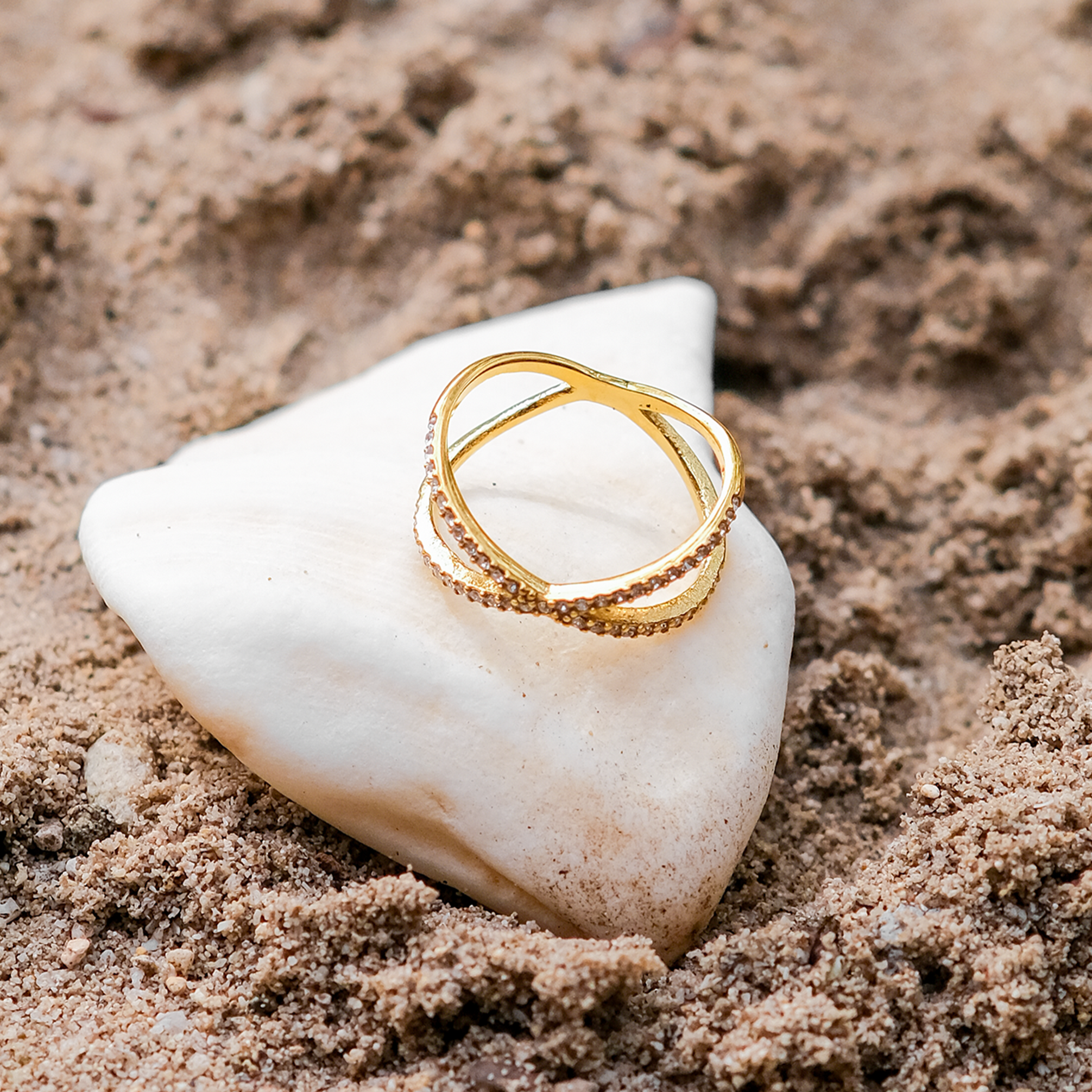 Celestial Gold Cross Ring