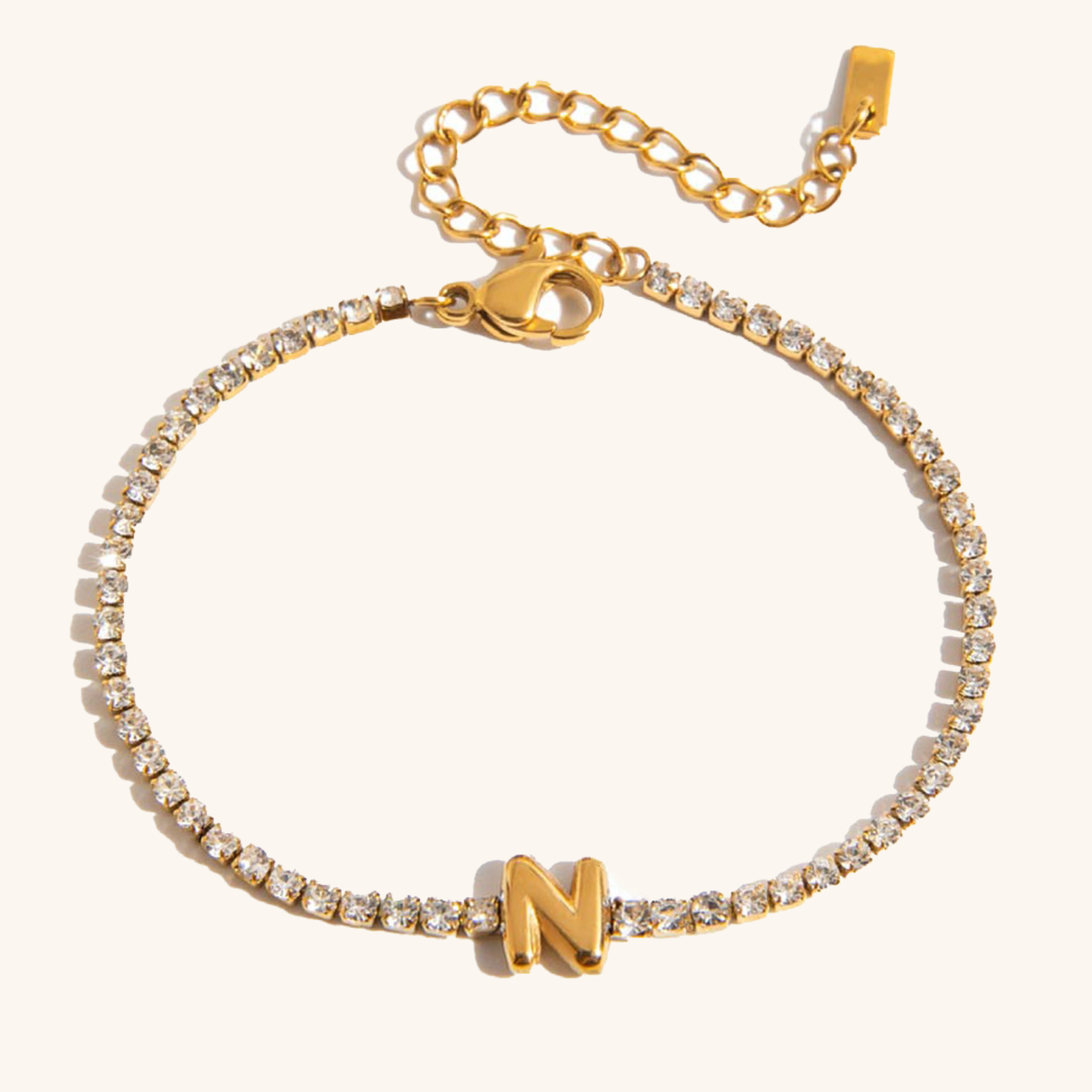 Personalized Bubble Letter Tennis Bracelet