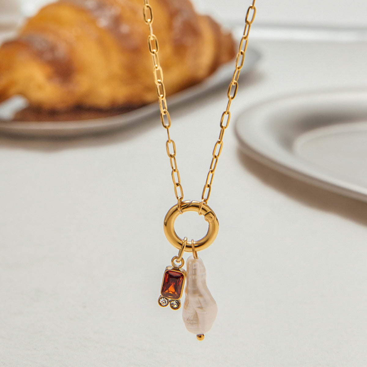 Personalized Birthstone & Pearl Necklace