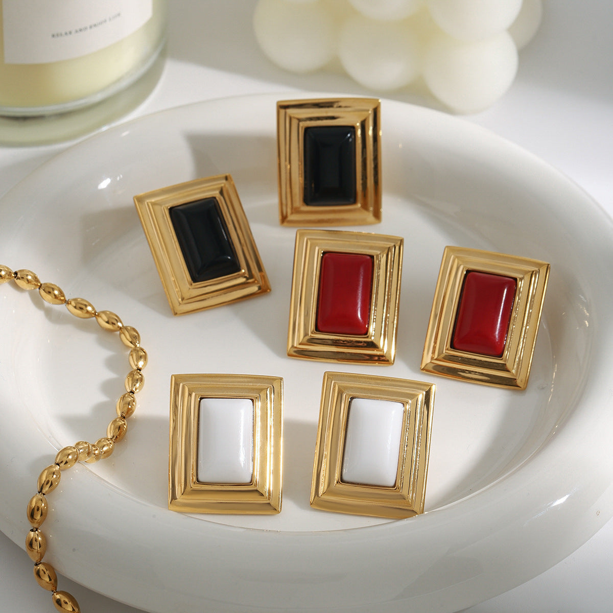 Sybil Enamel Statement Earrings