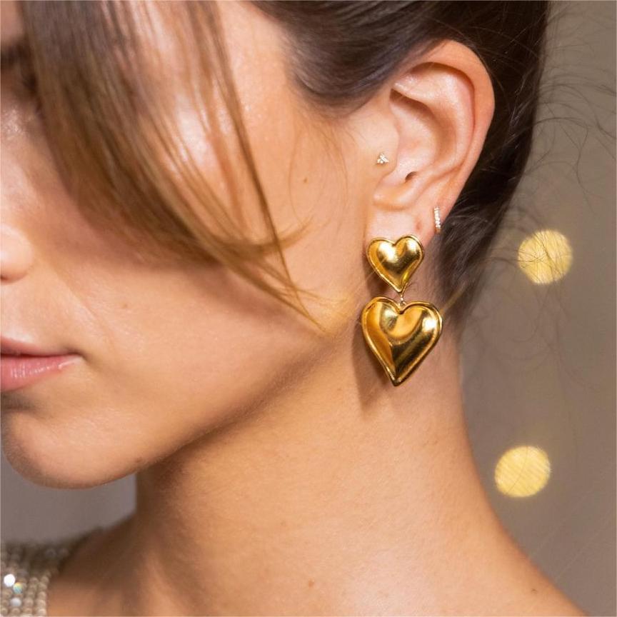 Seraphina Dual-Tone Heart Earrings
