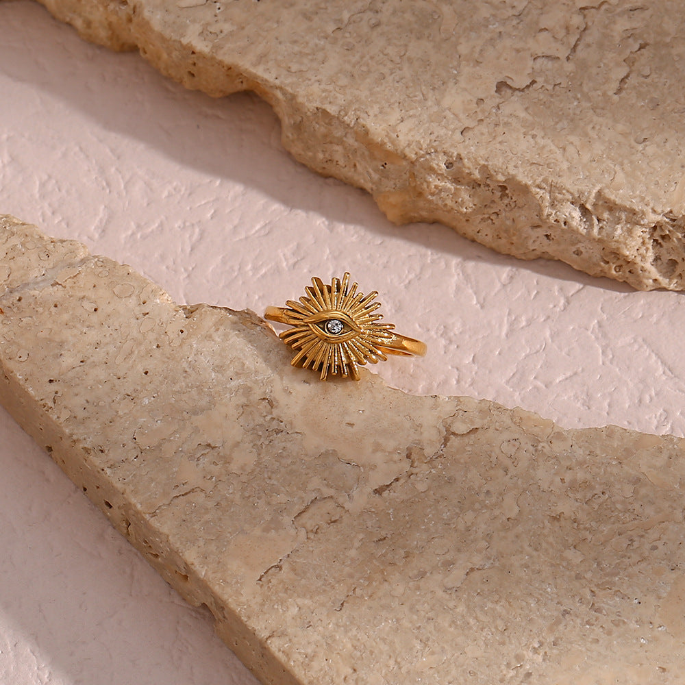 Radiant Sunburst Gold Ring