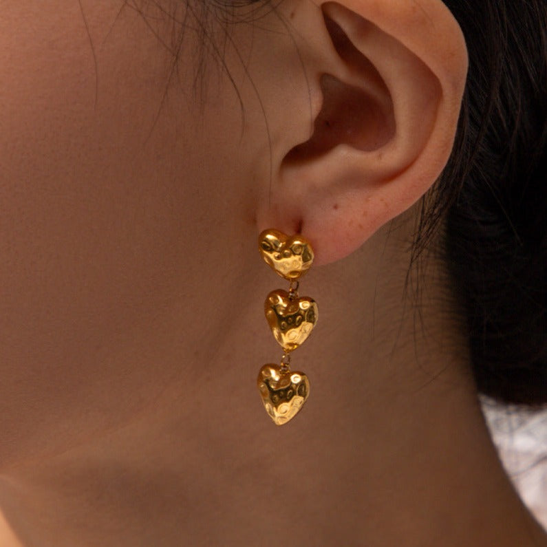 Linked Hearts 18k Gold Dangle Earrings