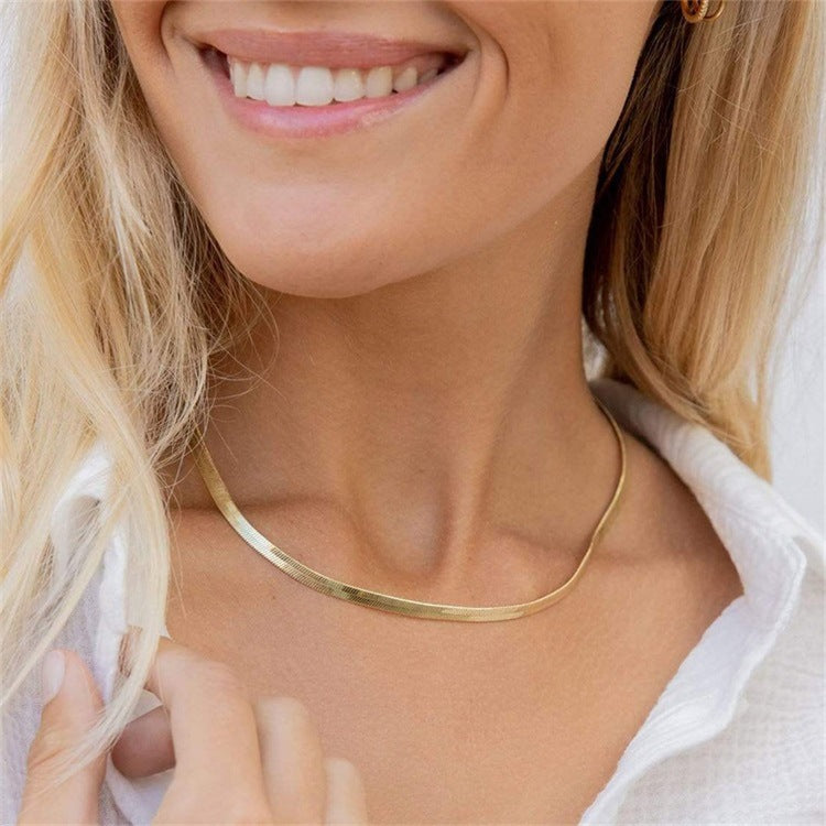 Elegant Herringbone Gold Necklace