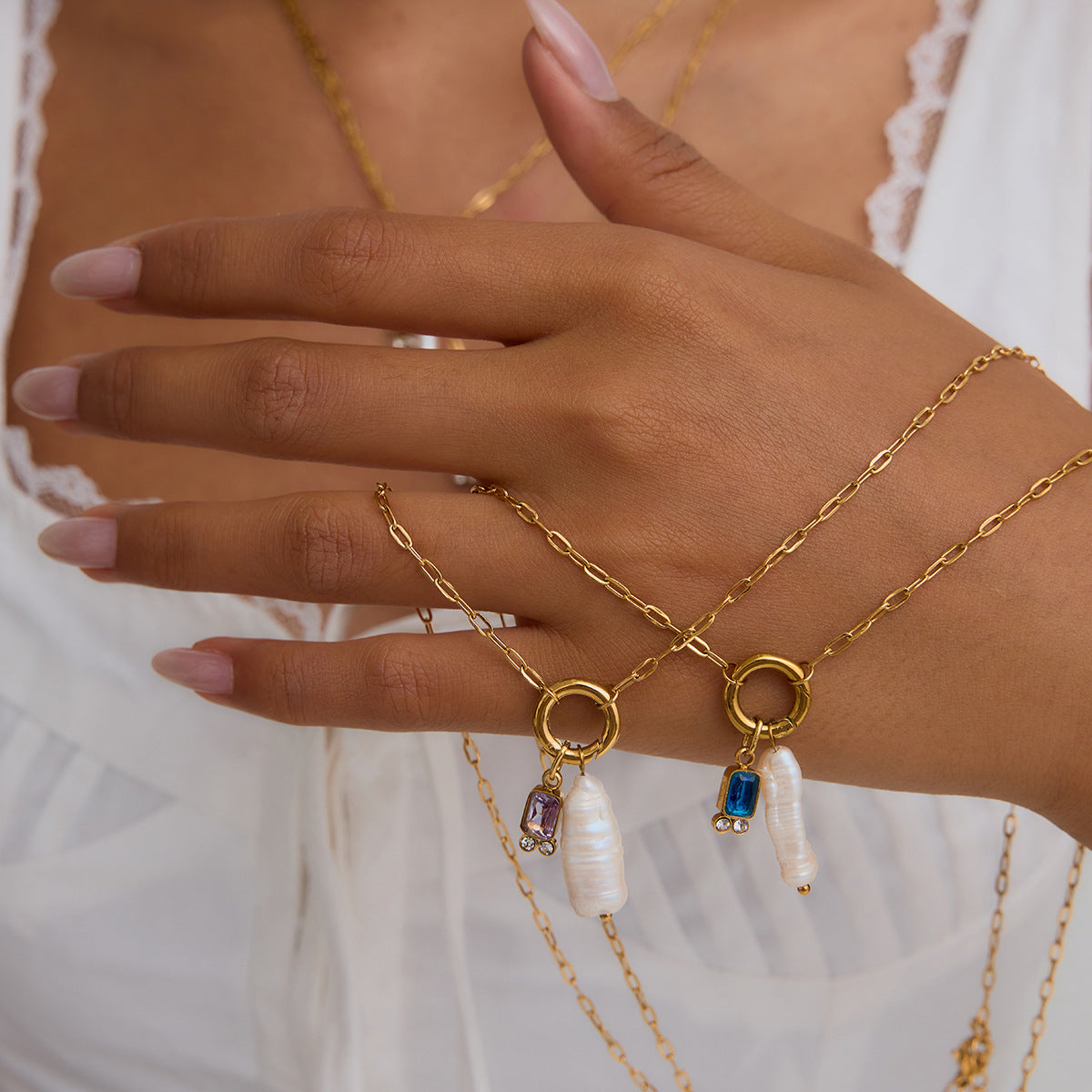 Personalized Birthstone & Pearl Necklace