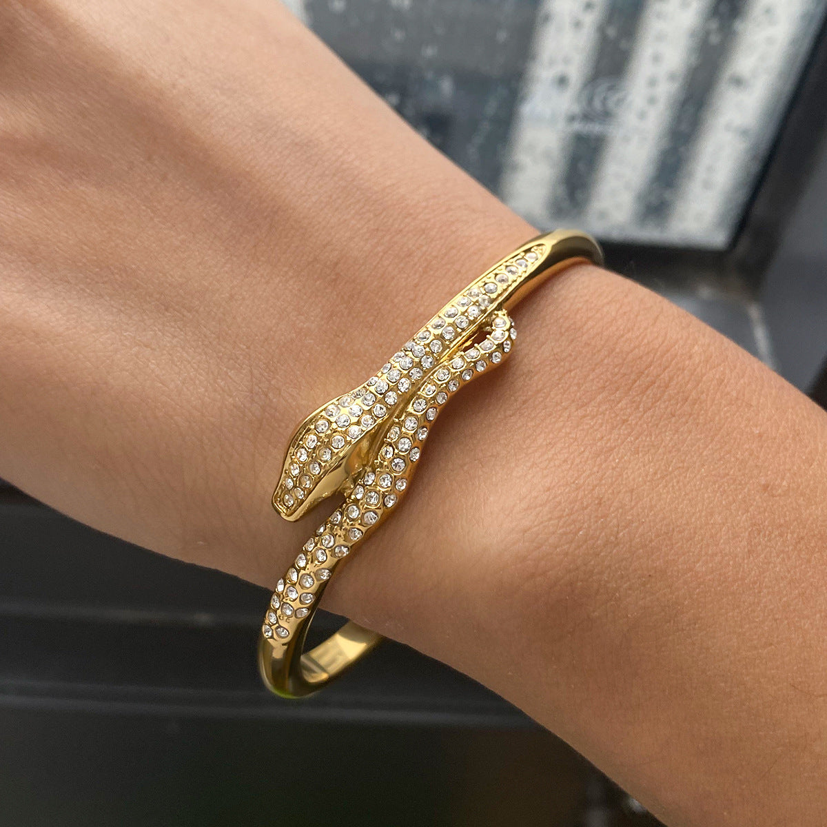 Serpentine Diamond Accent Bangle