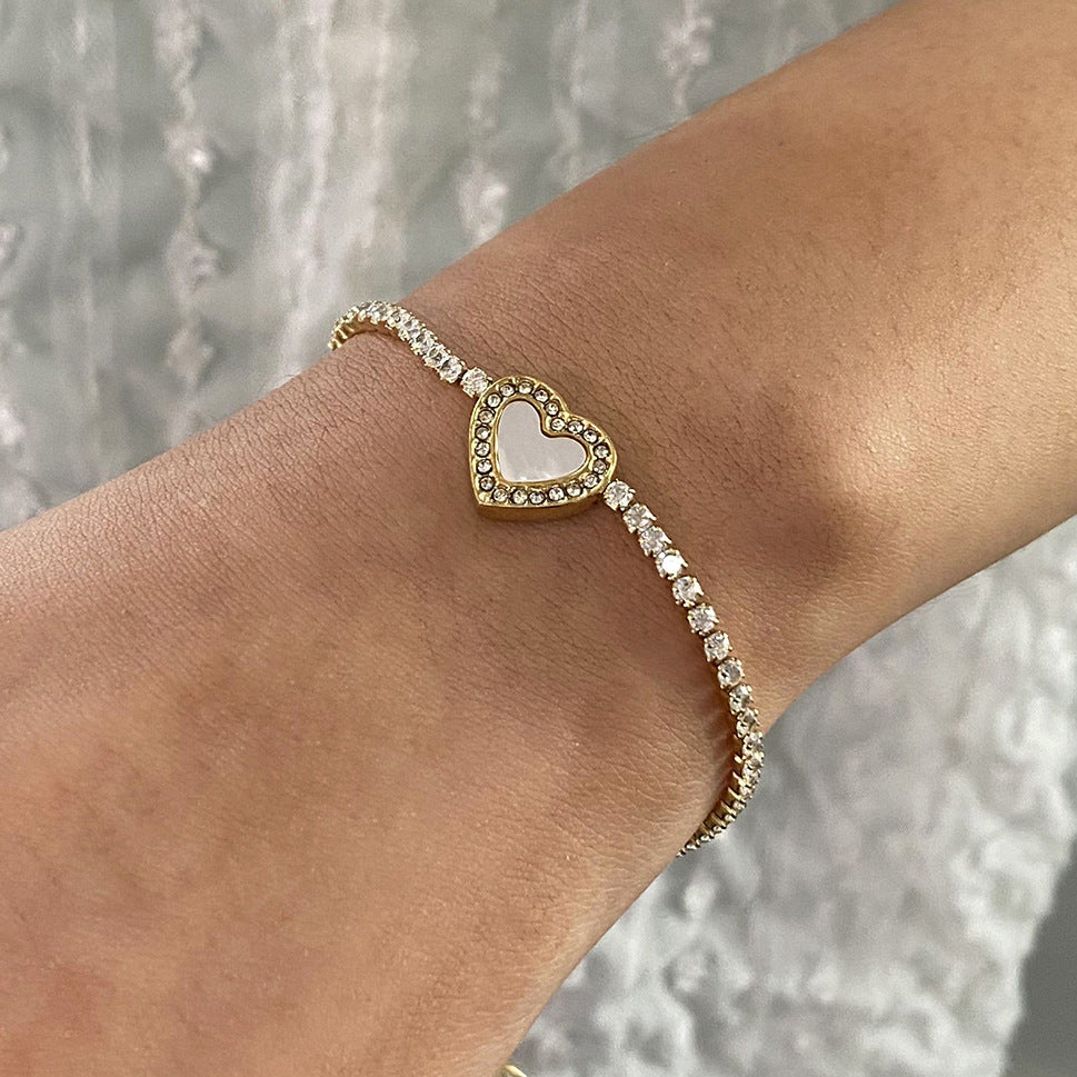 Regal Heart Tennis Bracelet