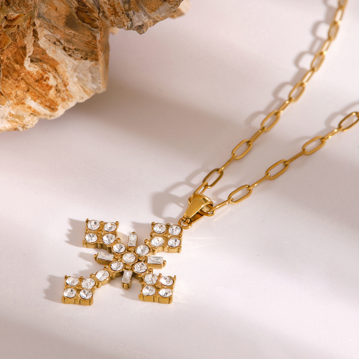 Ethereal Crystal Cross Pendant