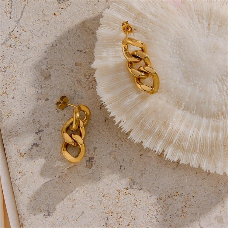 Elegant Gold Chain Drop Earrings