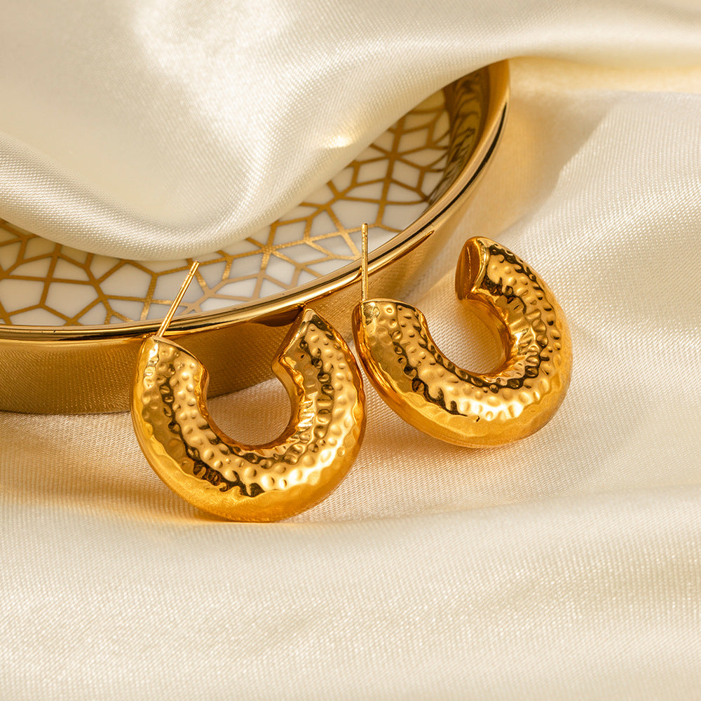 Bethany Hammered Gold Hoops