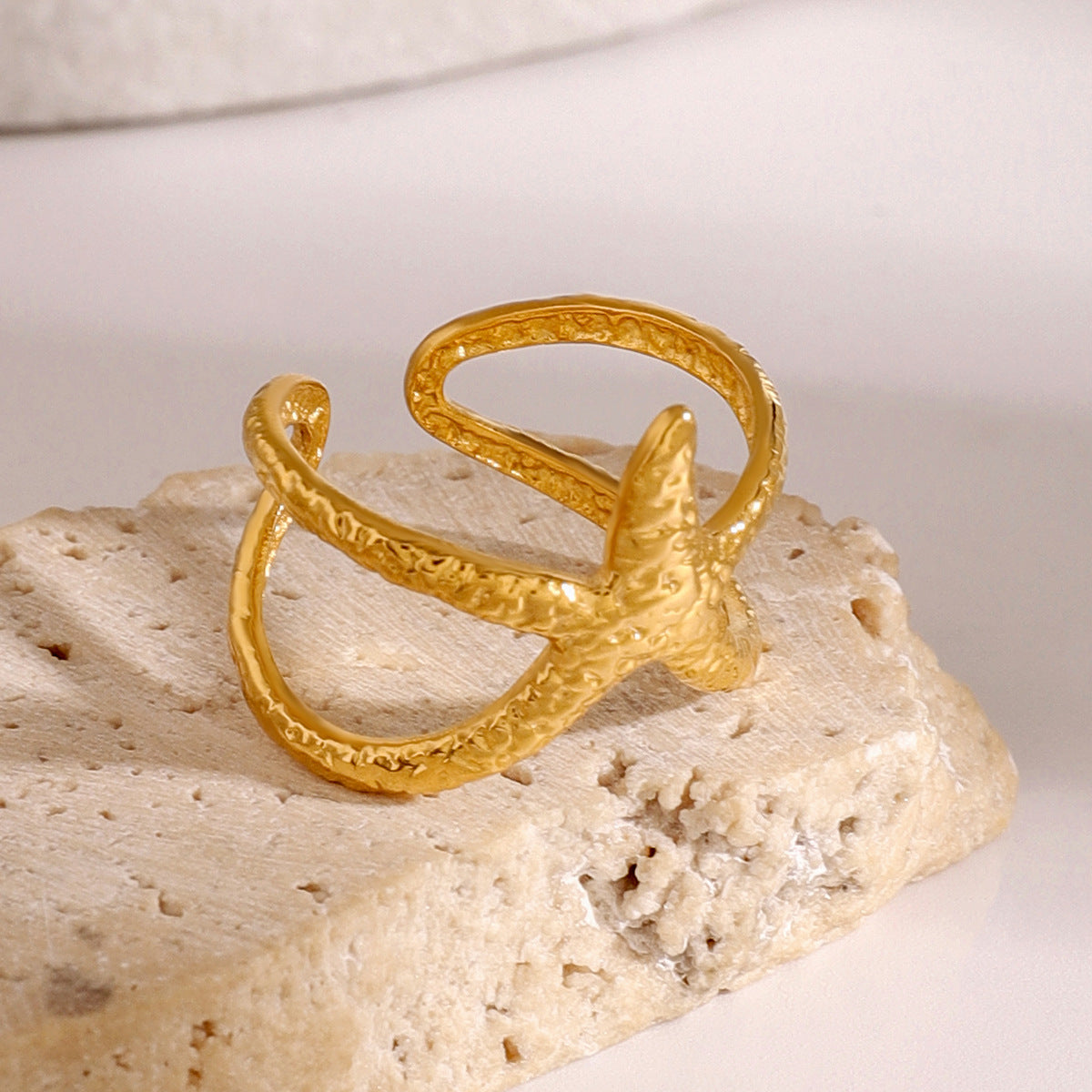 Oceanic Starfish Gold Ring