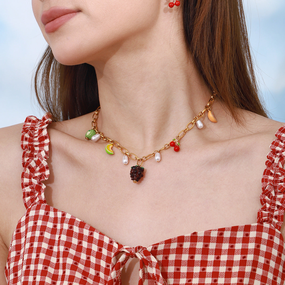 Sunny Fruit Fiesta Gold Necklace