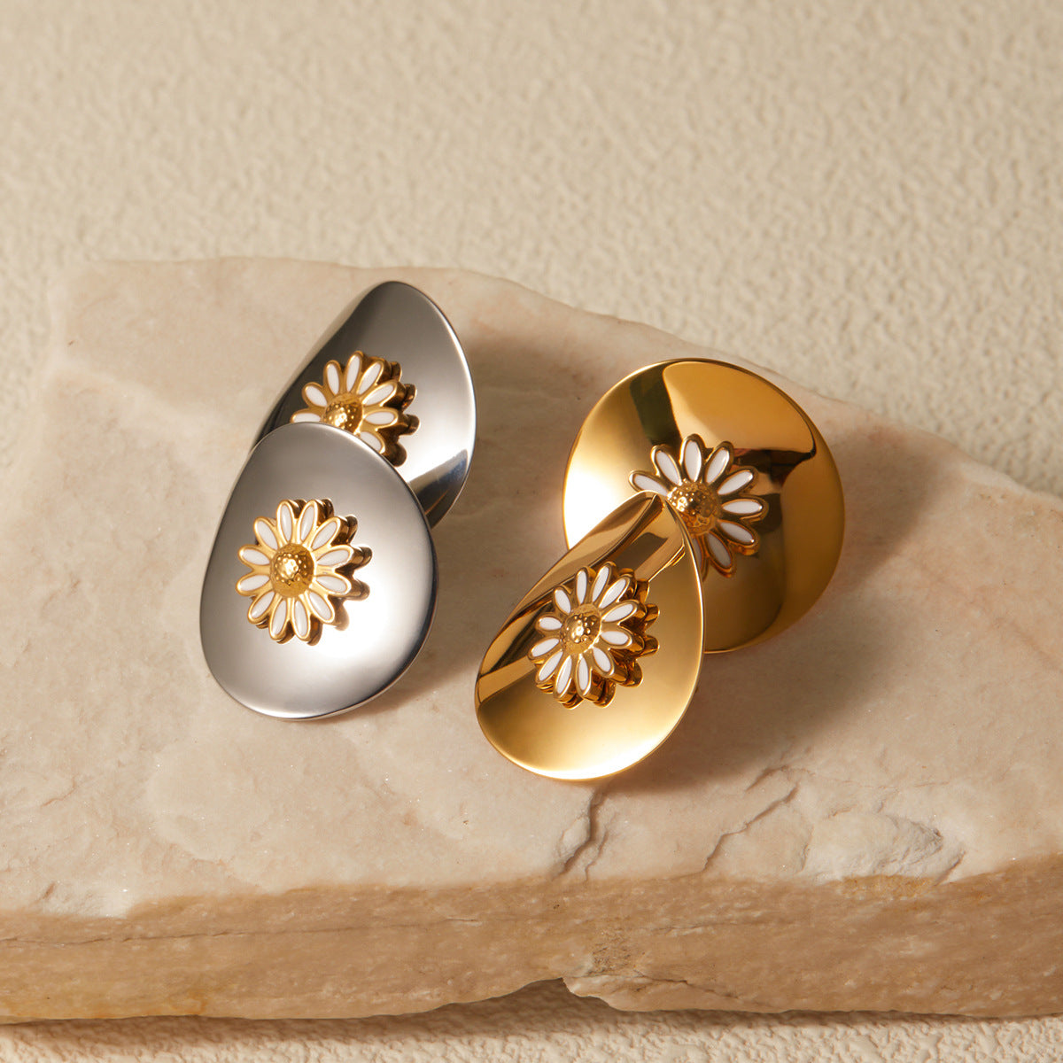 Elegant Floral Gold Studs
