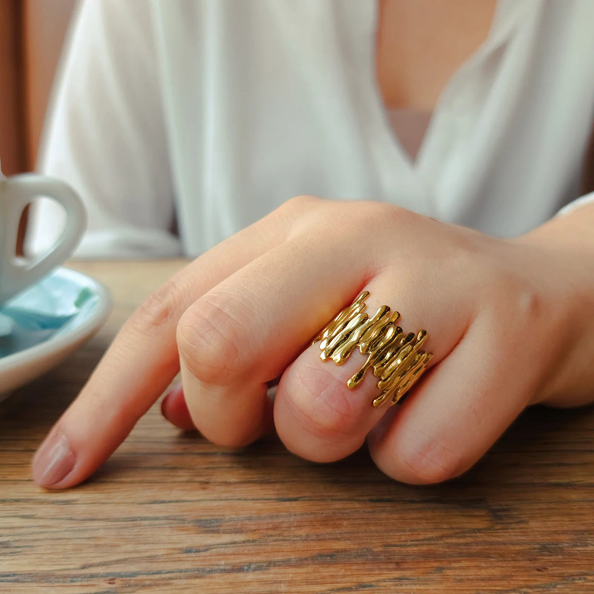 Sculpted Gold Statement Ring