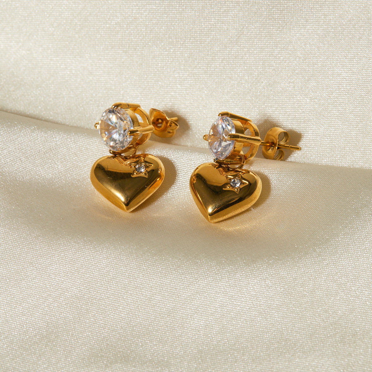 Emmeline Sparkling Heart Earrings
