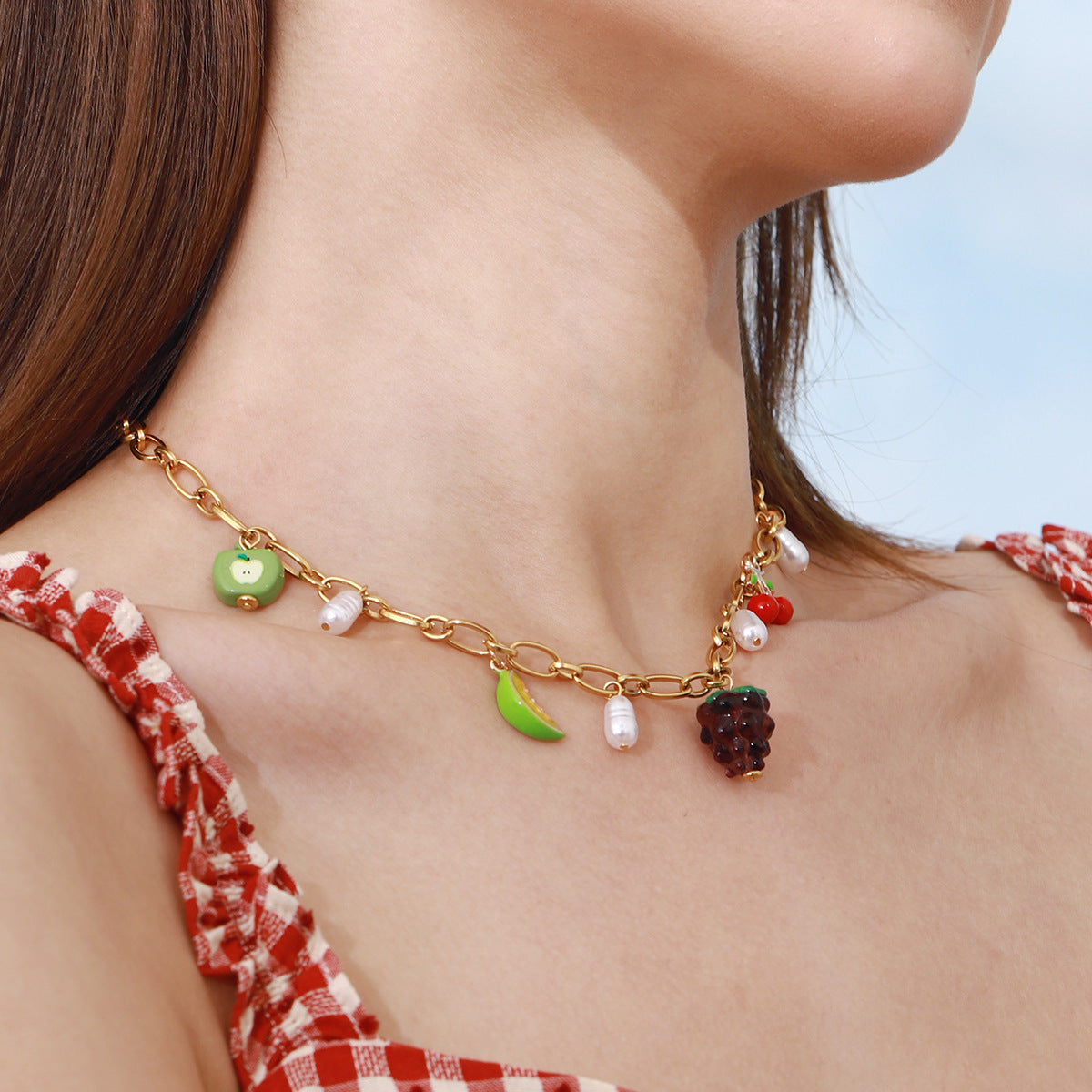 Sunny Fruit Fiesta Gold Necklace