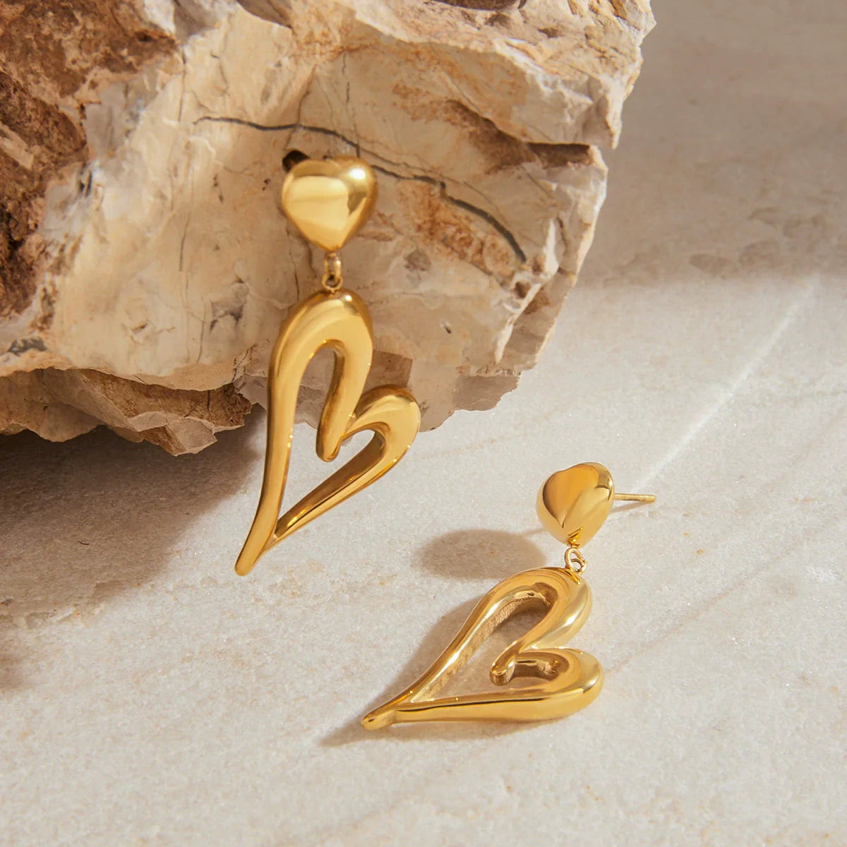 Ethereal Gold Heart Earrings
