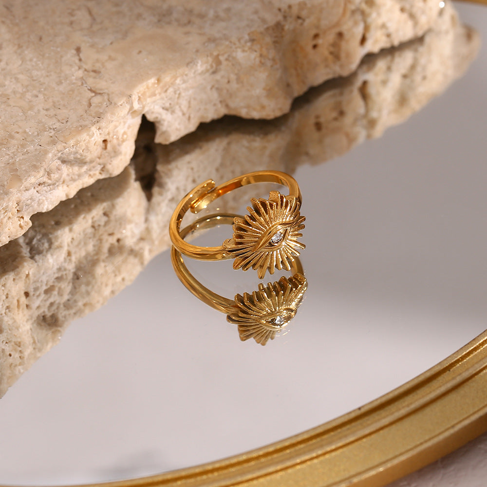 Radiant Sunburst Gold Ring