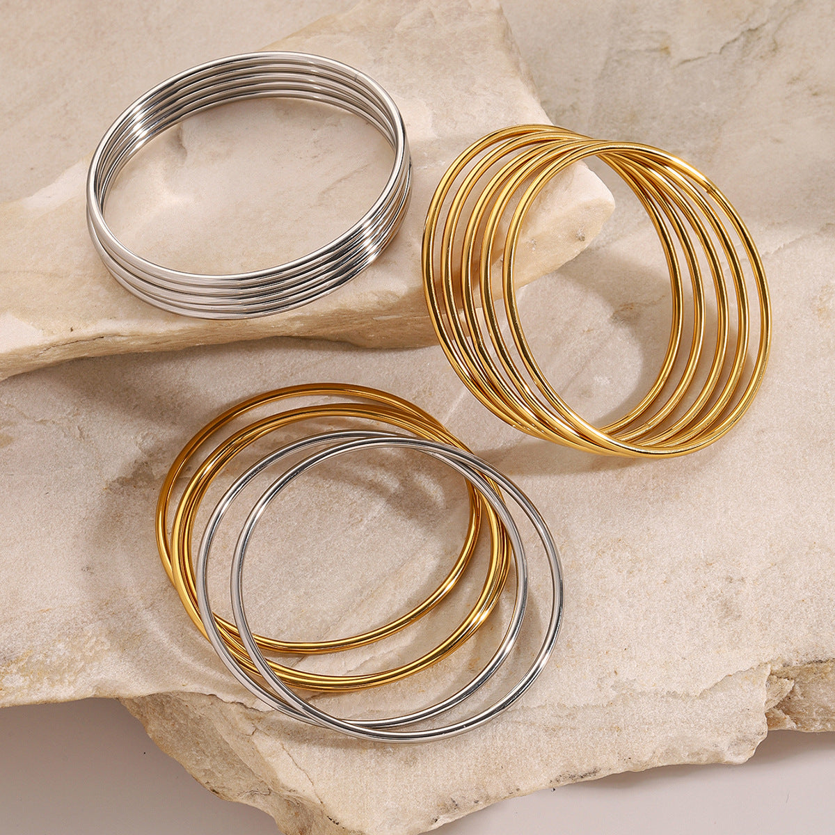Elegant Gold Stackable Bangle Set