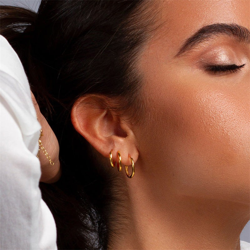 Elegant Gold & Silver Hoops Set
