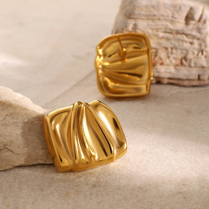 Evette Textured Gold Earrings