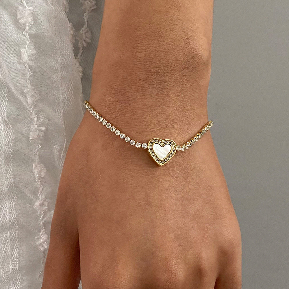 Regal Heart Tennis Bracelet