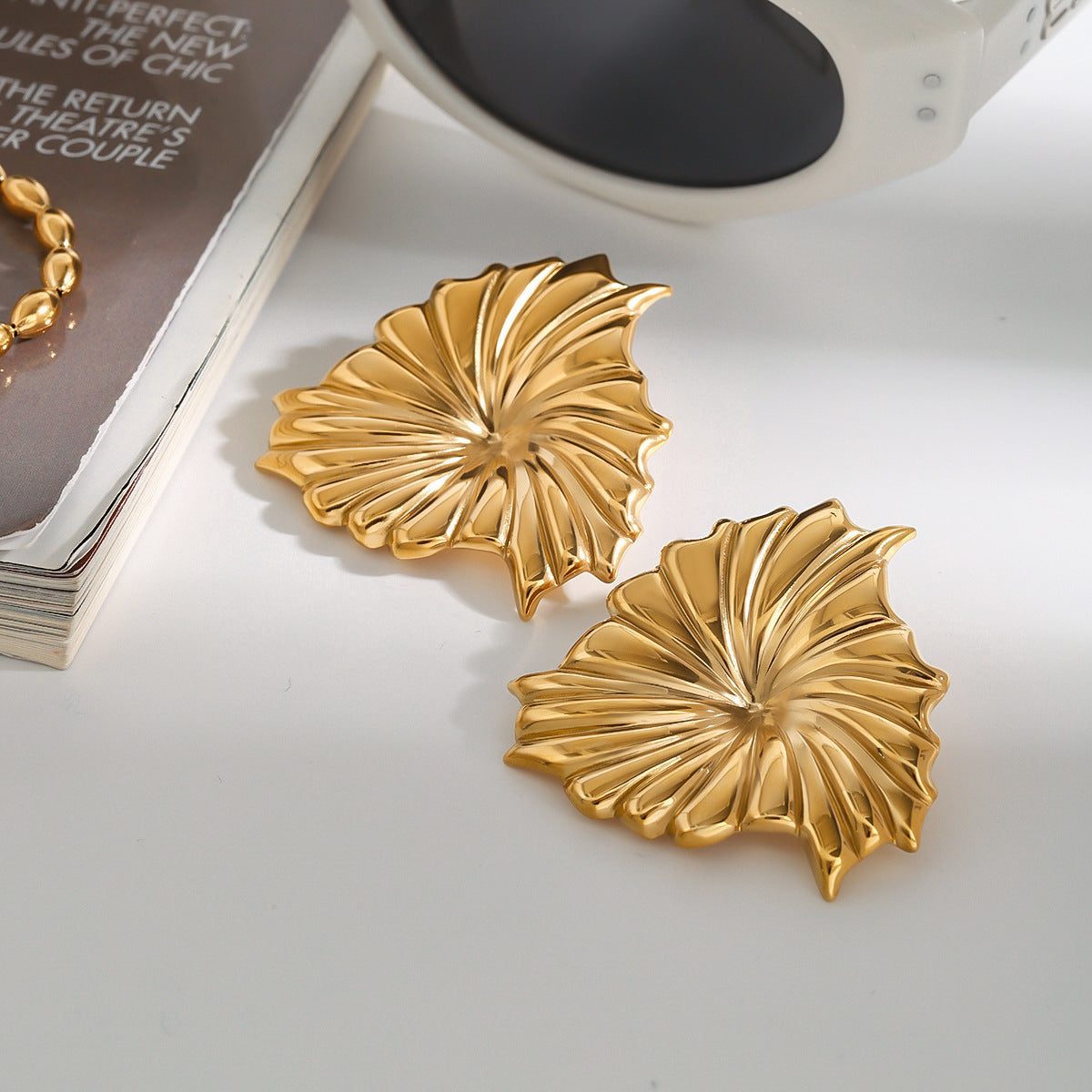 Rafaela Gold Floral Statement Earrings