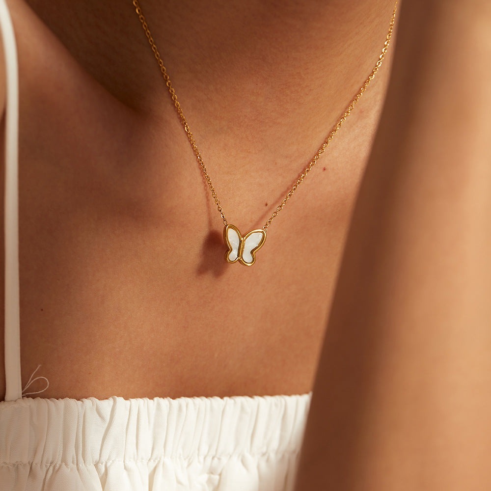 Luminous Butterfly Pearl Necklace