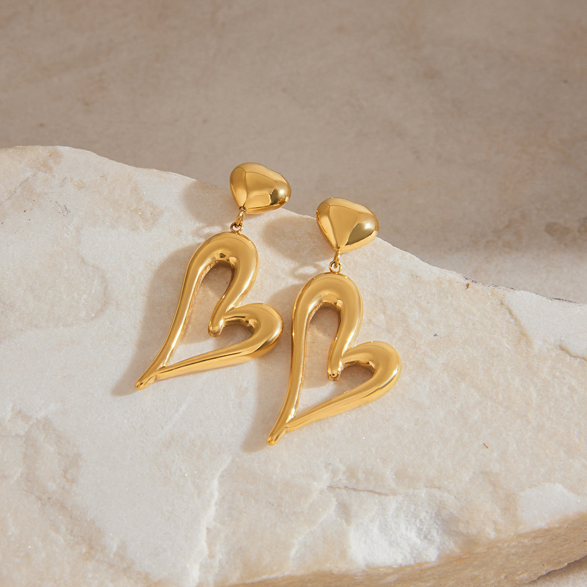 Ethereal Gold Heart Earrings