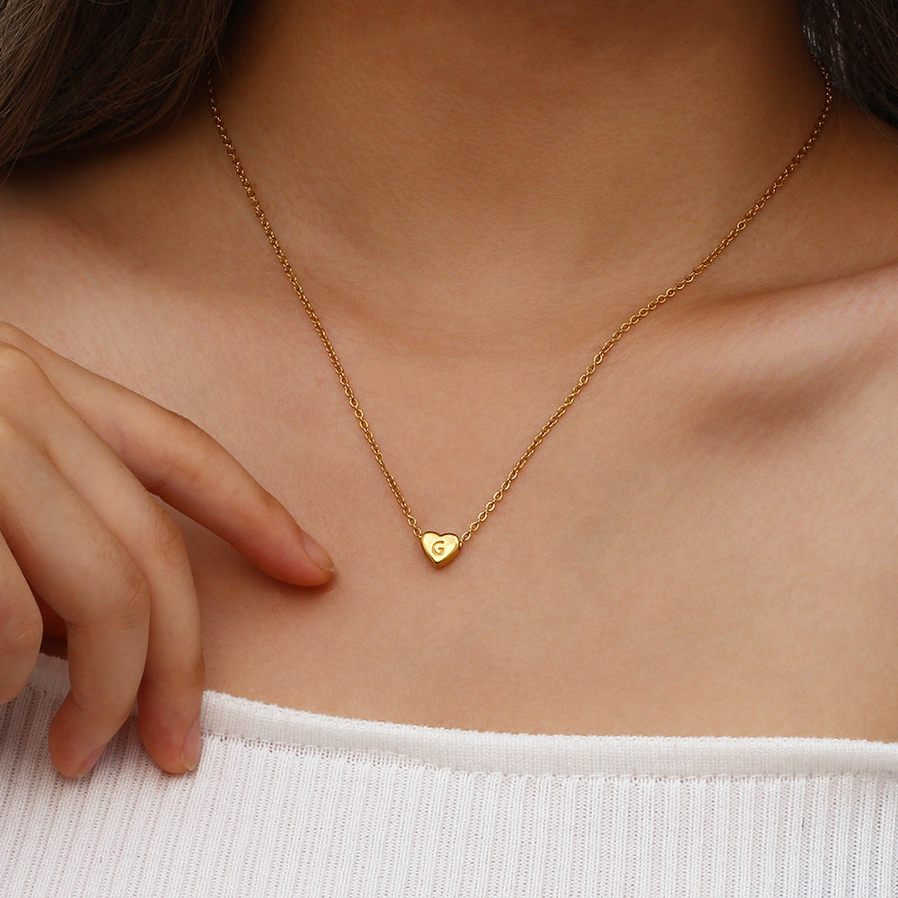 Personalized Gold Heart Initial Necklace