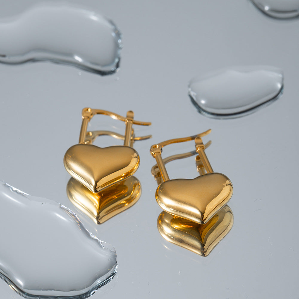 Golden Embrace Heart Hoops